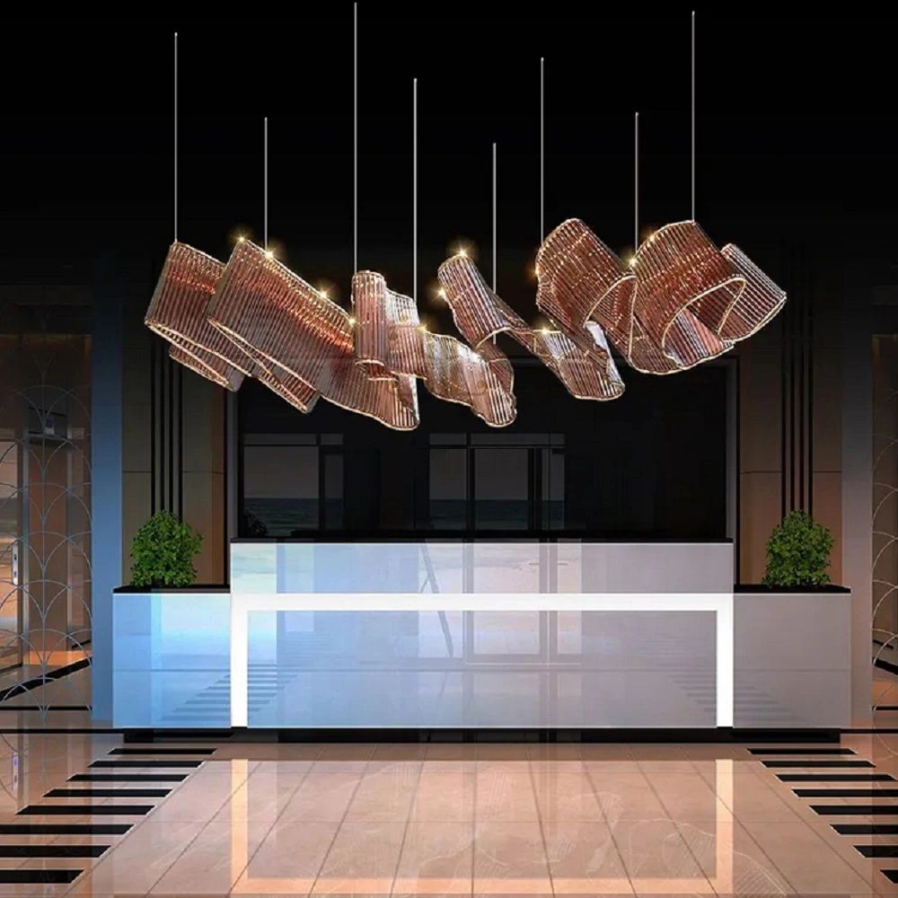 Design Strip Wavy Shape International Lighting For Hotel Lobby