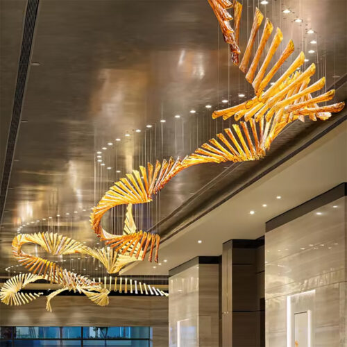 Creative Glass Curved Pipe Spiral Chandelier