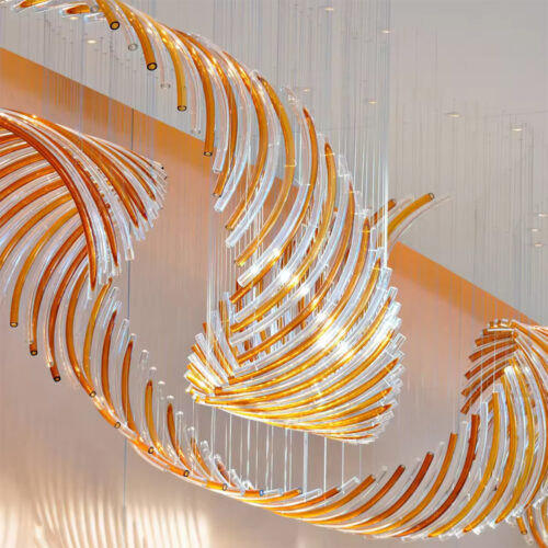 Creative Glass Curved Pipe Spiral Chandelier