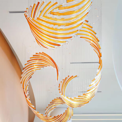 Creative Glass Curved Pipe Spiral Chandelier