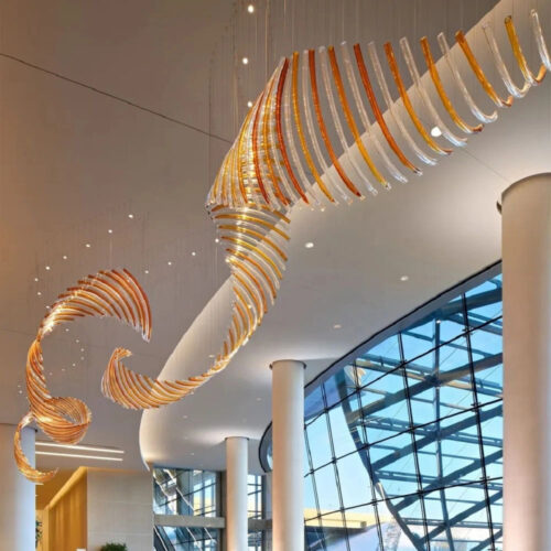 Creative Glass Curved Pipe Spiral Chandelier