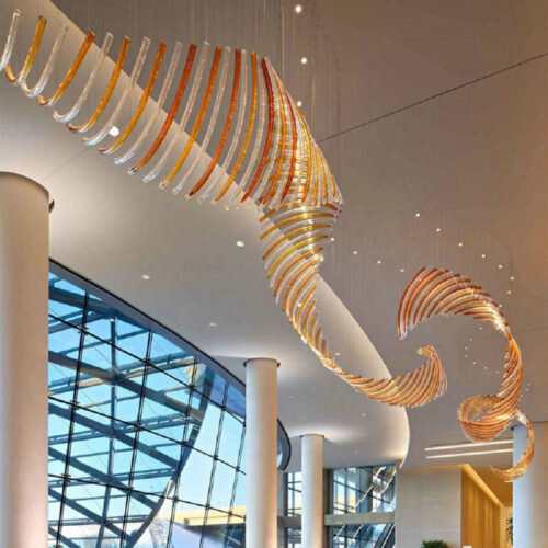 Creative Glass Curved Pipe Spiral Chandelier