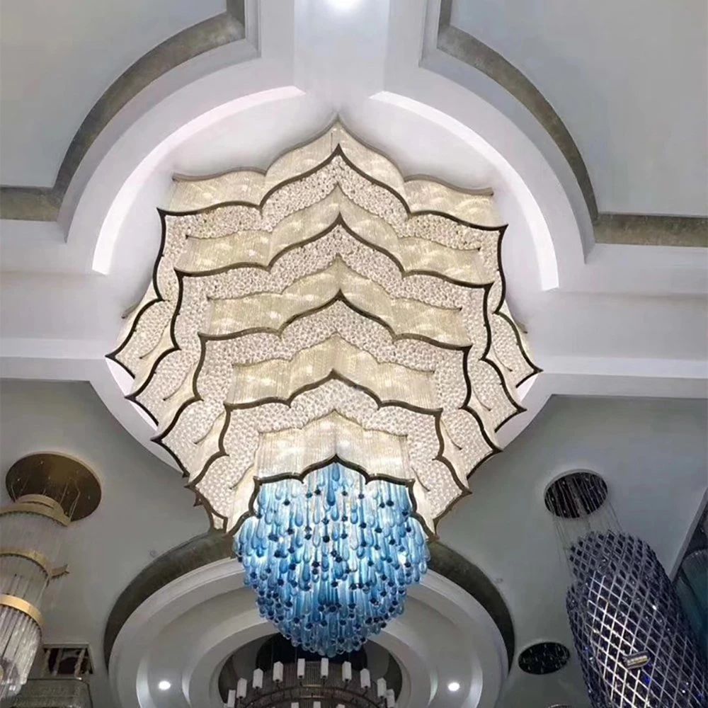 New Product Custom Project Hotel Lobby Staircase Glass Chandelier