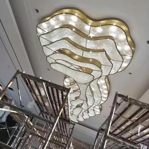 New Product Custom Project Hotel Lobby Staircase Glass Chandelier