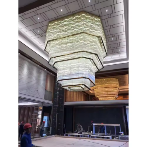 New Product Custom Project Hotel Lobby Staircase Glass Chandelier