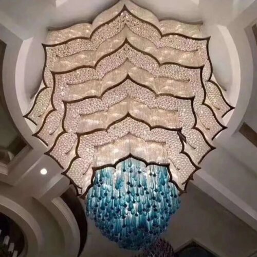 New Product Custom Project Hotel Lobby Staircase Glass Chandelier