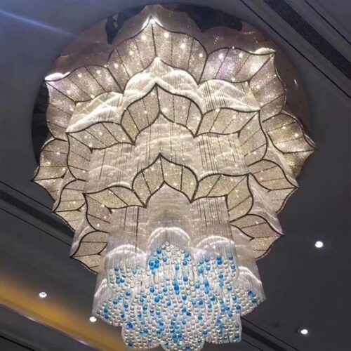 New Product Custom Project Hotel Lobby Staircase Glass Chandelier