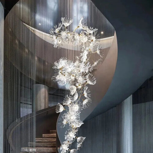 Long Hanging Lamp Indoor Decoration Hotel Staircase Chandelier