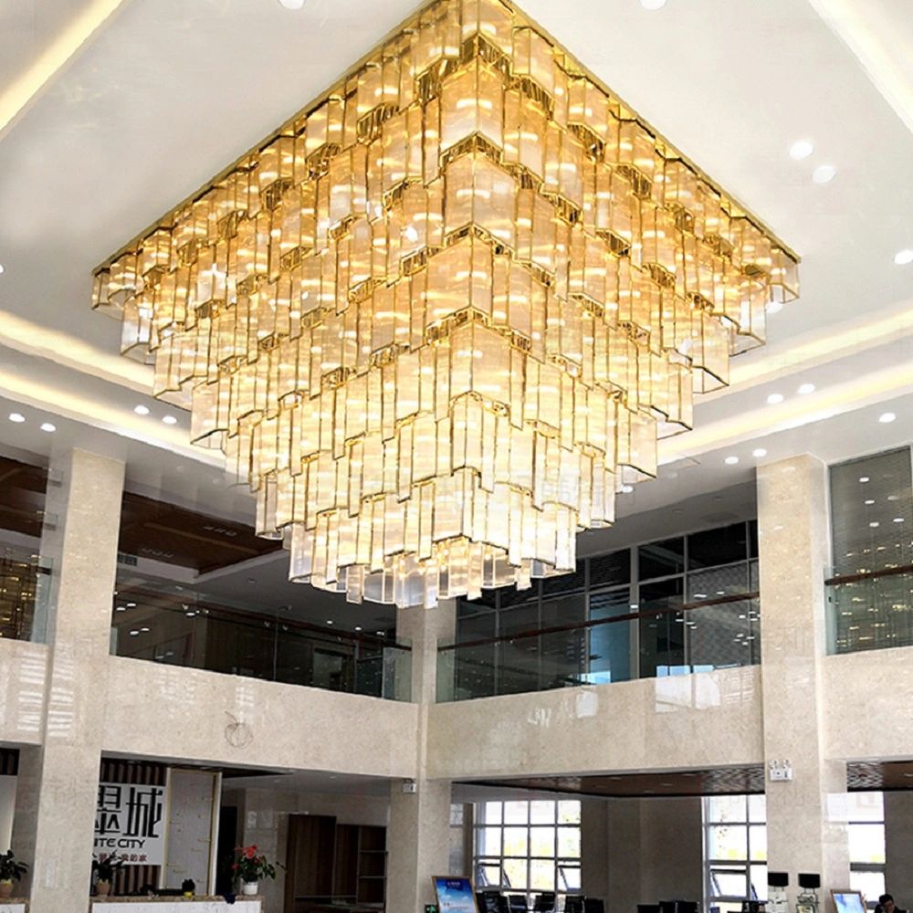 Luxury Hotel Lobby Square Event Banquet Engineering Crystal Chandelier