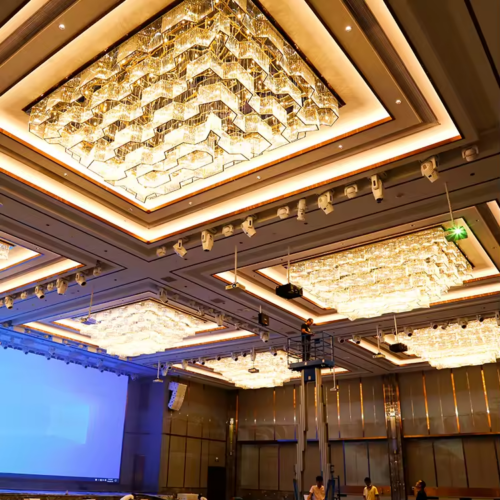 Luxury Hotel Lobby Square Event Banquet Engineering Crystal Chandelier