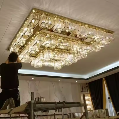 Luxury Hotel Lobby Square Event Banquet Engineering Crystal Chandelier