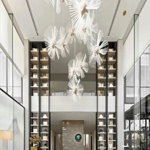 High Performance Stairway Villa Large Acrylic Chandelier