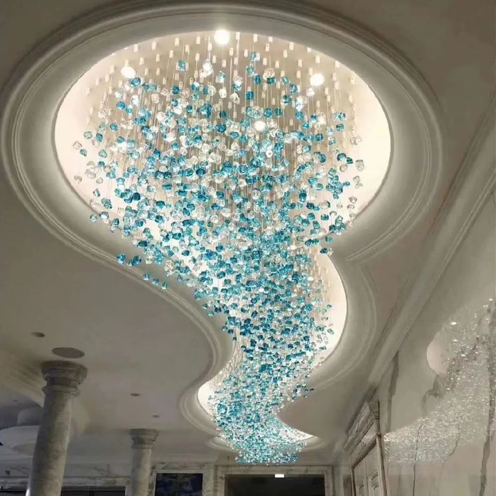 Hotel Lobby Stone Chandelier