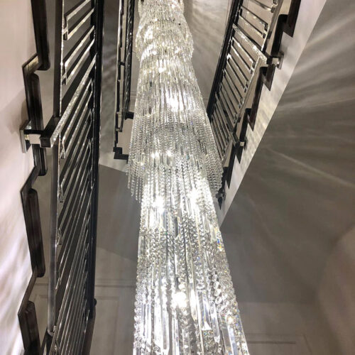 Hotel Lobby Staircase Villa Crystal Chandelier