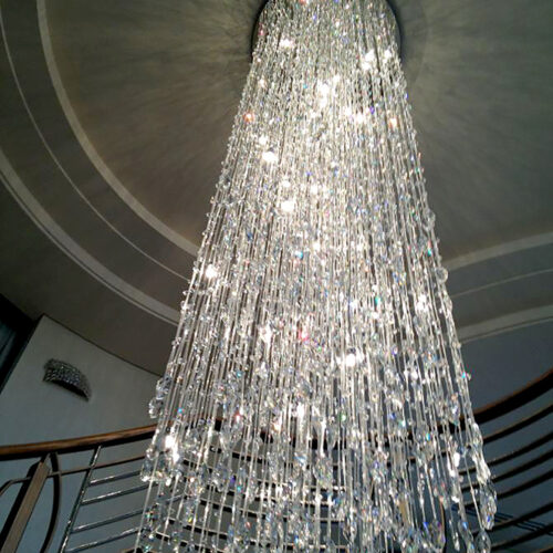 Hotel Lobby Staircase Villa Crystal Chandelier