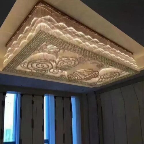 Large Rectangle Flush Mount Chandelier