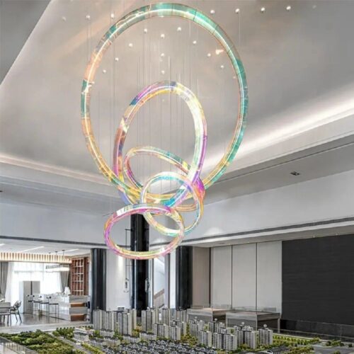 Colorful Ribbon Chandelier For Hall Lobby Hotel Villa