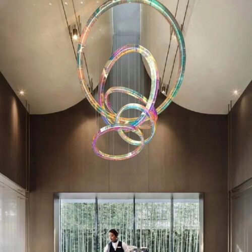 Colorful Ribbon Chandelier For Hall Lobby Hotel Villa