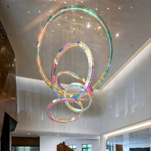 Colorful Ribbon Chandelier For Hall Lobby Hotel Villa