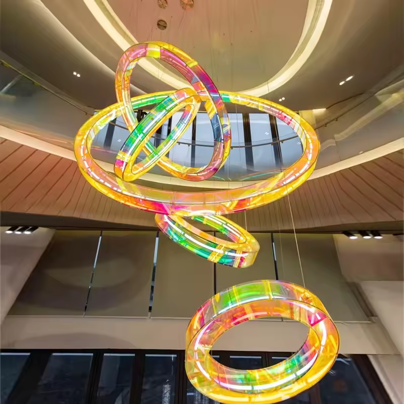 Colorful Ribbon Chandelier For Hall Lobby Hotel Villa