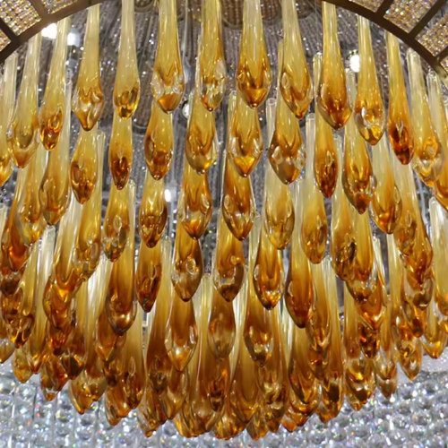 Hand Blown Art Glass Chandelier