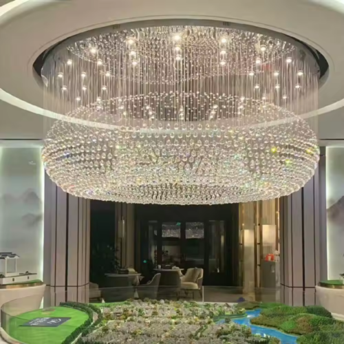 Custom Large Luxury Crystal Chandelier For Staircases & Hotel