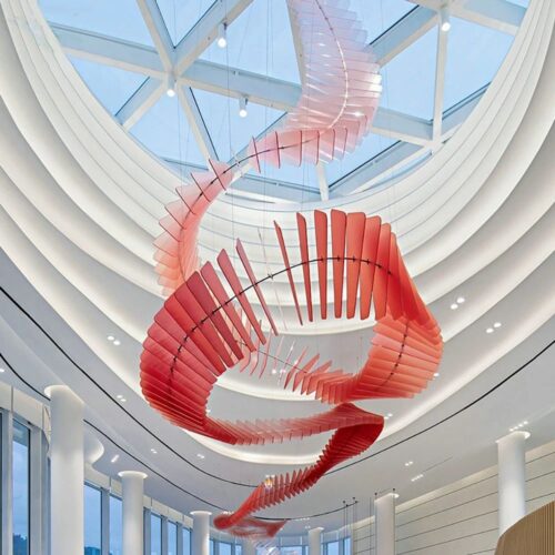 Large Hotel Red Streamer Hanging Lights