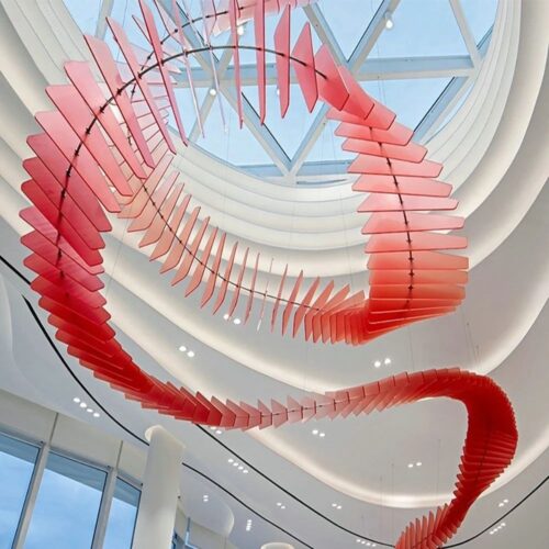 Large Hotel Red Streamer Hanging Lights