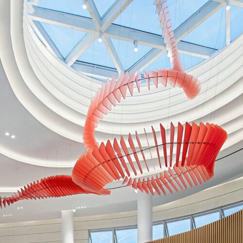 Large Hotel Red Streamer Hanging Lights