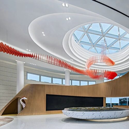 Large Hotel Red Streamer Hanging Lights