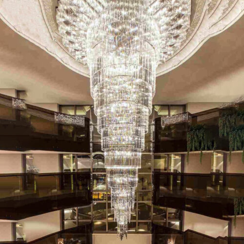 Luxury Large Round Stairwell Lighting Crystal Chandelier