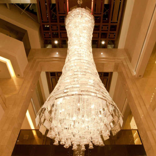 Luxury Large Round Stairwell Lighting Crystal Chandelier