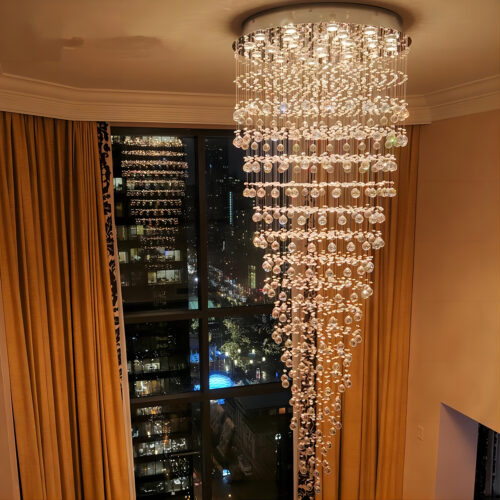 Luxury Large Round Stairwell Lighting Crystal Chandelier