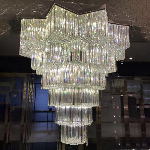 Luxury Large Round Stairwell Lighting Crystal Chandelier