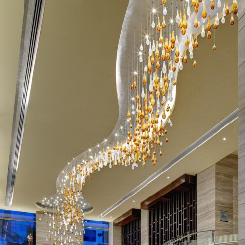 New Design Glass Long Stairs Staircase Chandelier