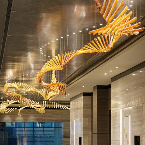 New Design Glass Long Stairs Staircase Chandelier