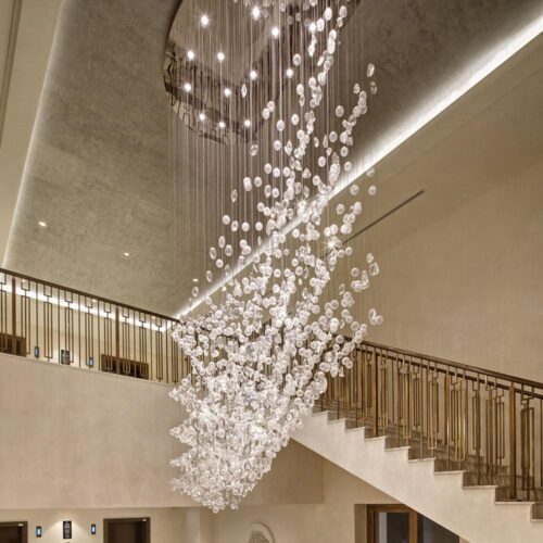 New Design Glass Long Stairs Staircase Chandelier