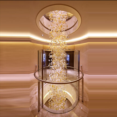 Glass Bubble Loft Long Ball Chandelier For Hotel Villa Staircase