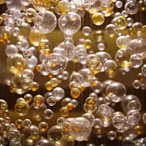 Glass Bubble Loft Long Ball Chandelier For Hotel Villa Staircase