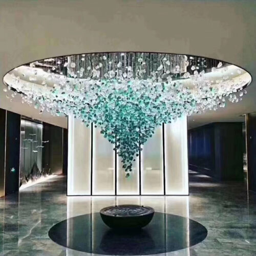 Custom Shaped Ceiling Green Stone Pendant Lights