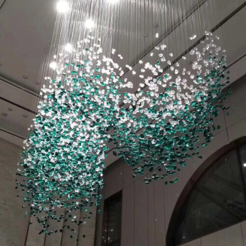 Custom Shaped Ceiling Green Stone Pendant Lights