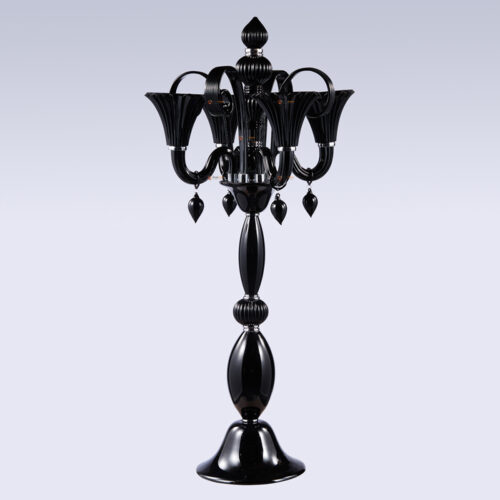 4 Arms Black Crystal Candelabra