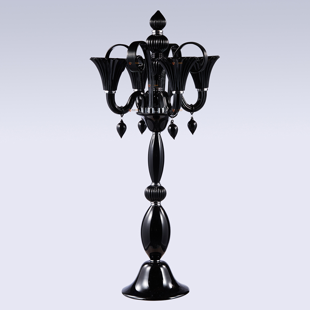 4 Arms Black Crystal Candelabra