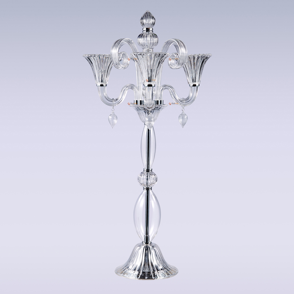 4 Arms Clear Crystal Candelabra