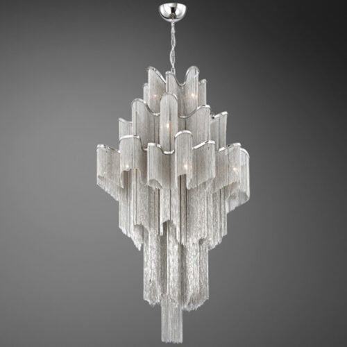 Luxury Long Hollow Aluminum Chain Chandeliers for Staircases & Villas