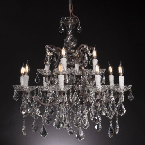 Antique Crystal Lighting Custom Brass Chandelier