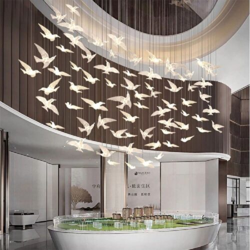 Luxury Hanging Lighting Bird Design Led Chandelier For Staircase