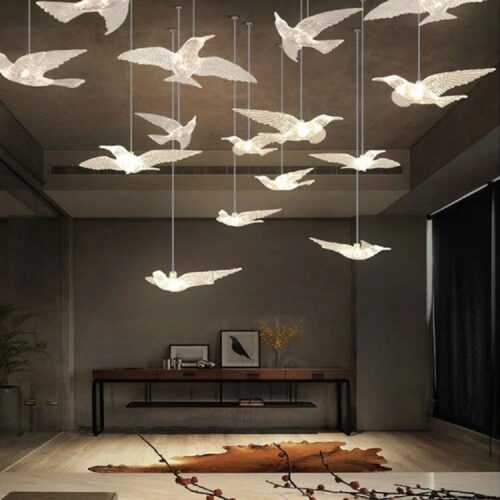 Luxury Hanging Lighting Bird Design Led Chandelier For Staircase