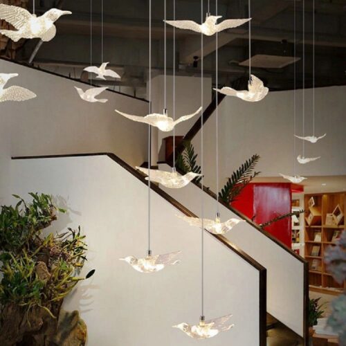 Luxury Hanging Lighting Bird Design Led Chandelier For Staircase