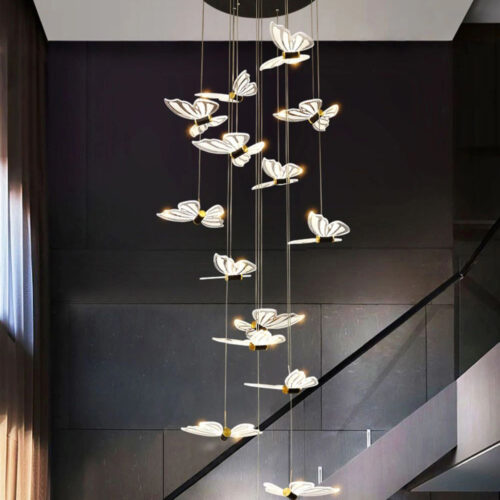 Luxury Apartment Loft Duplex Stair Butterfly Acrylic Lighting